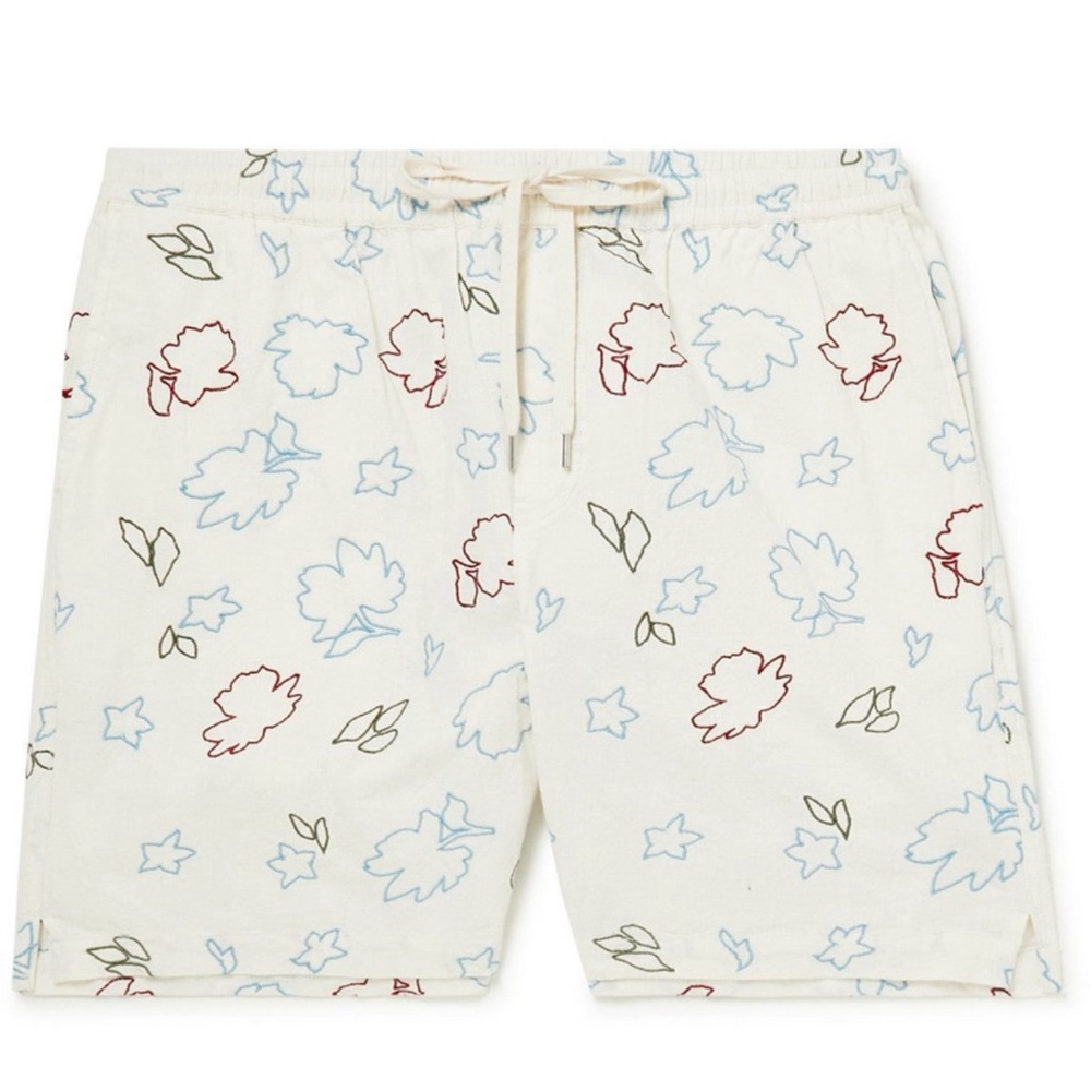 CORRIDOR Straight Leg Linen and Cotton Blend Drawstring Shorts Size Small New